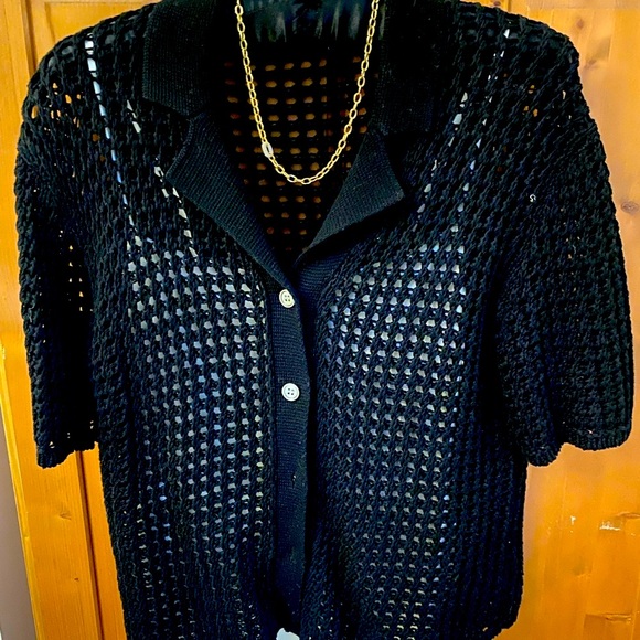 Theory open work short sleeve cardigan size small - Picture 1 of 11